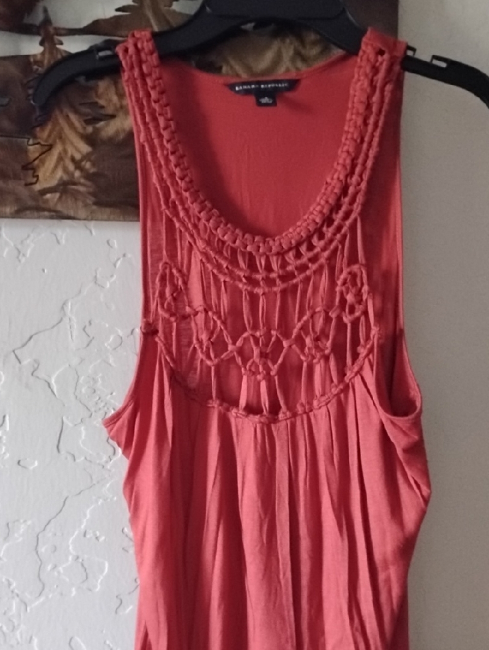 Banana Republic Coral Macramé-Front Sleeveless Tank